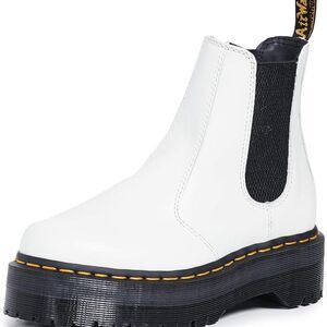 Dr. Martens White and Black Ankle Boots with Elastic Side Panel